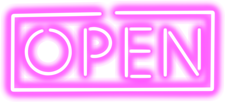 Pink neon open sign